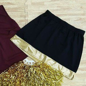 NEW L/XL BLACK GOLD CHEERLEADER UNIFORM SKIRT